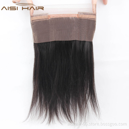 Aisi Hair Top Quality Brazilian Human Hair Full Lace Closure Silk Base 360 Lace Frontal Closure Human Hair Closure